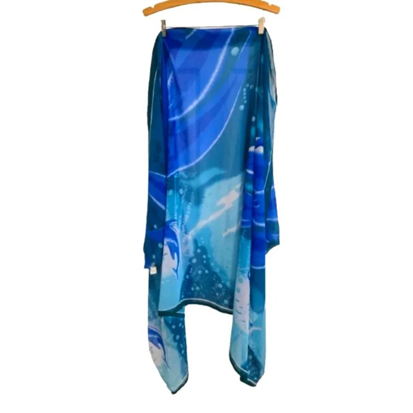 Peppermint Bay Scarf Body Wrap Large Ocean Theme Silky - Picture 1 of 10